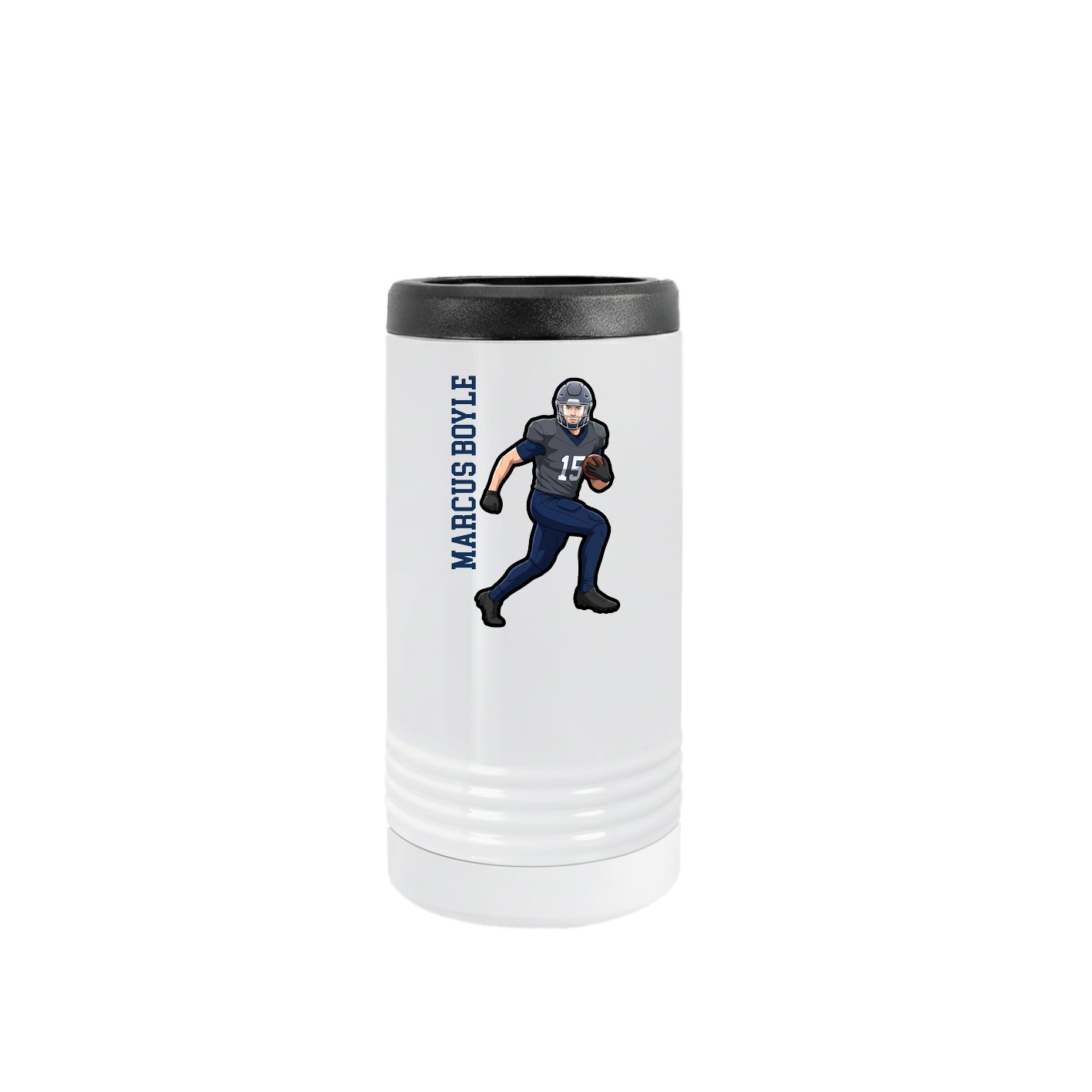 Slim Beverage Holder — Name Vertical in White