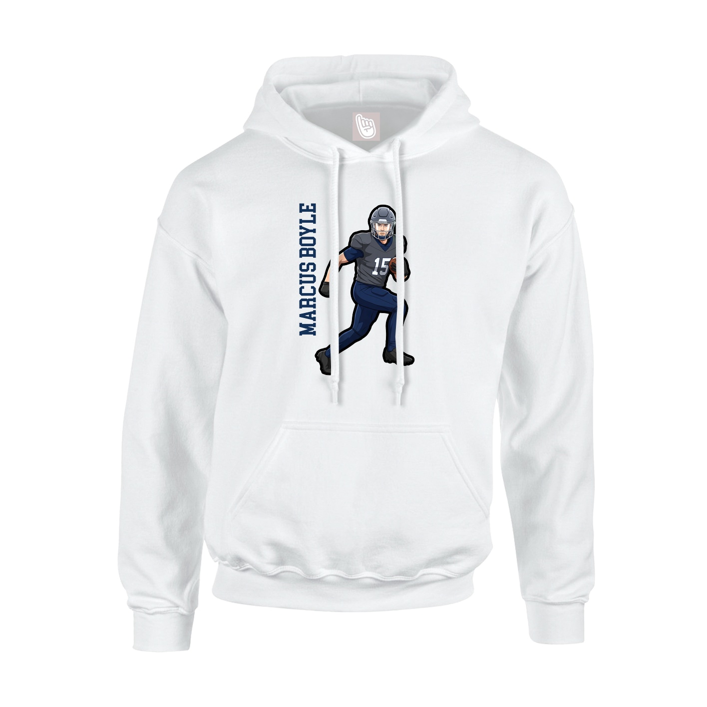 Youth Hoodie — Name Vertical in White