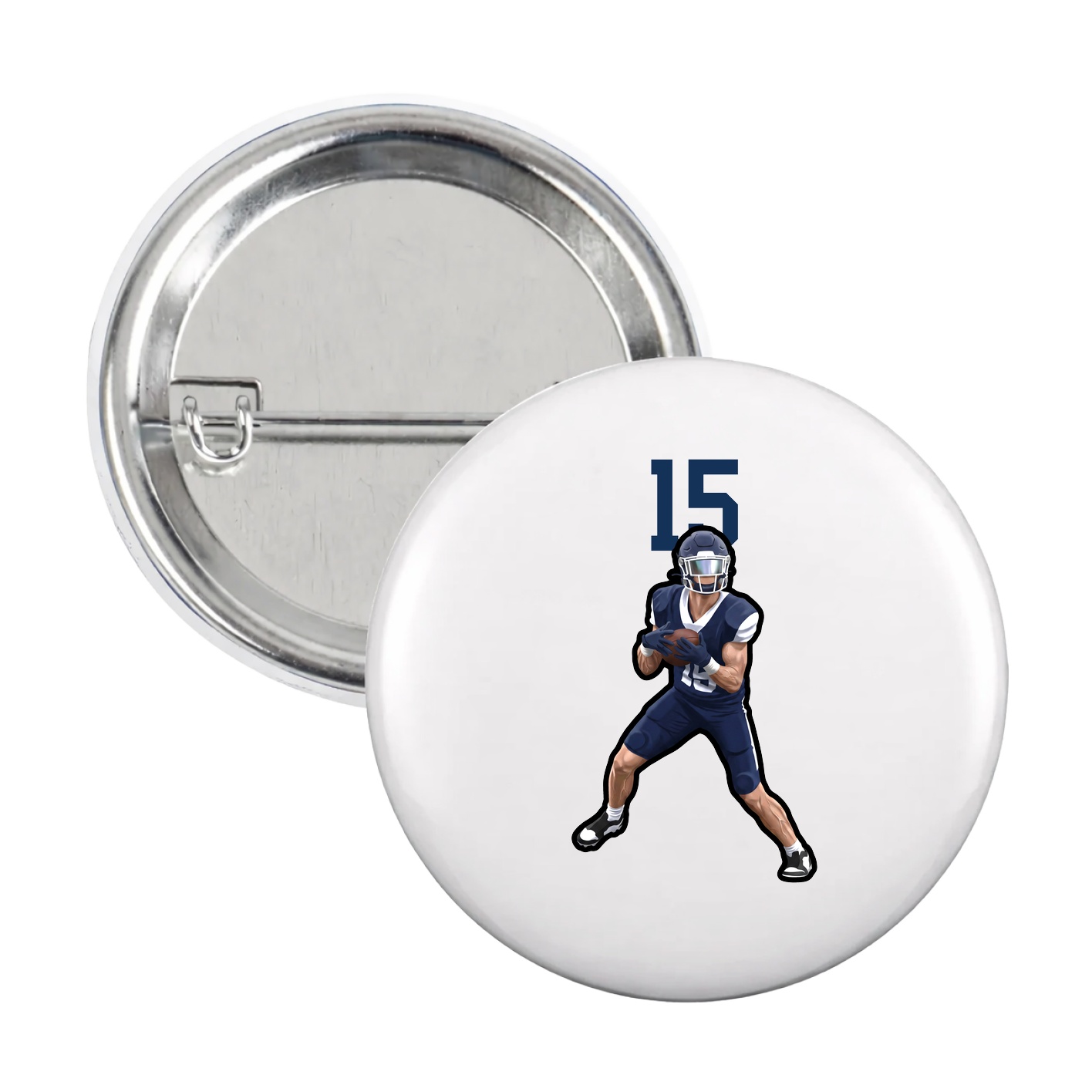 Game Day Button — Number Top in White