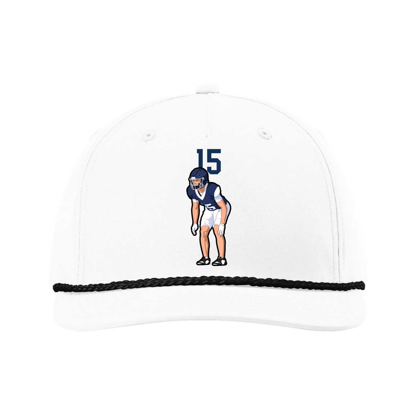 Five-Panel Classic Rope Cap — Number Top in White