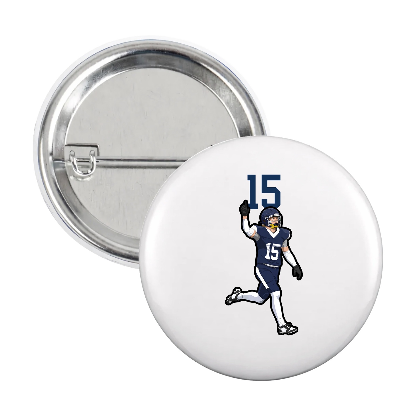 Game Day Button — Number Top in White