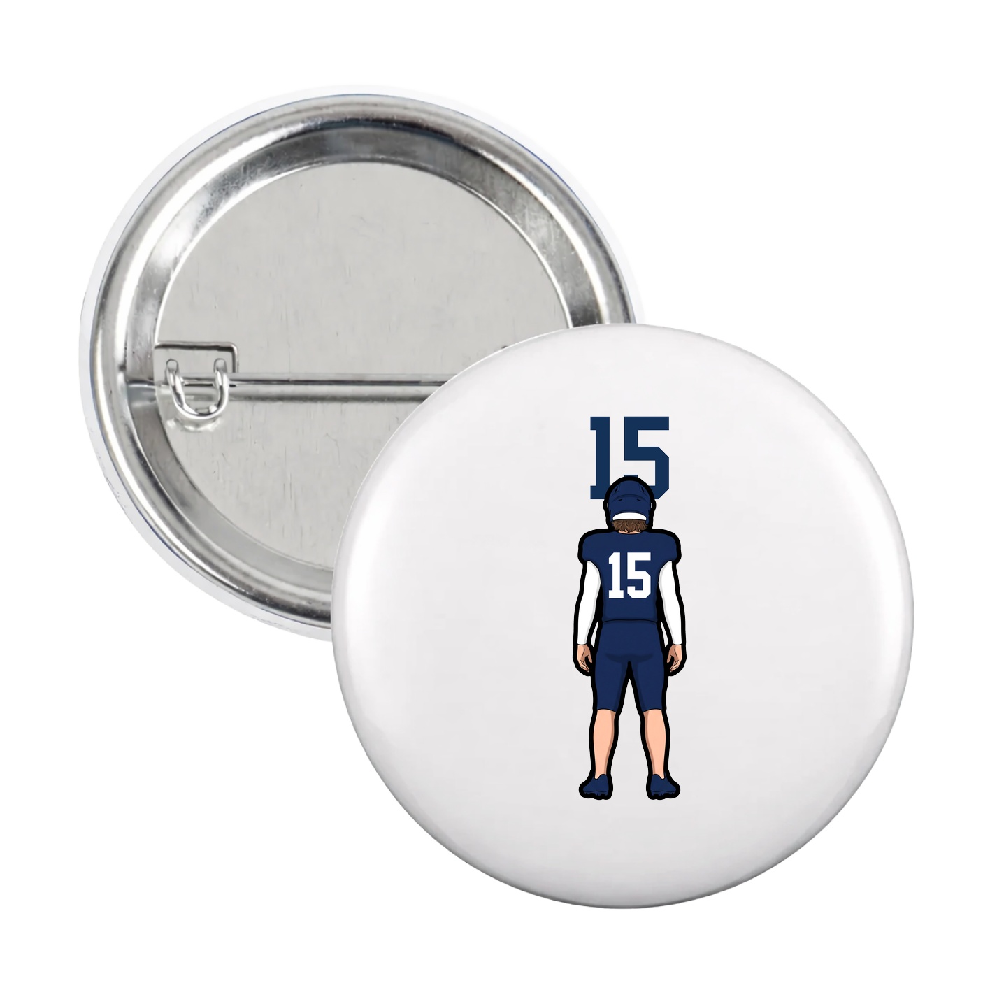 Game Day Button — Number Top in White