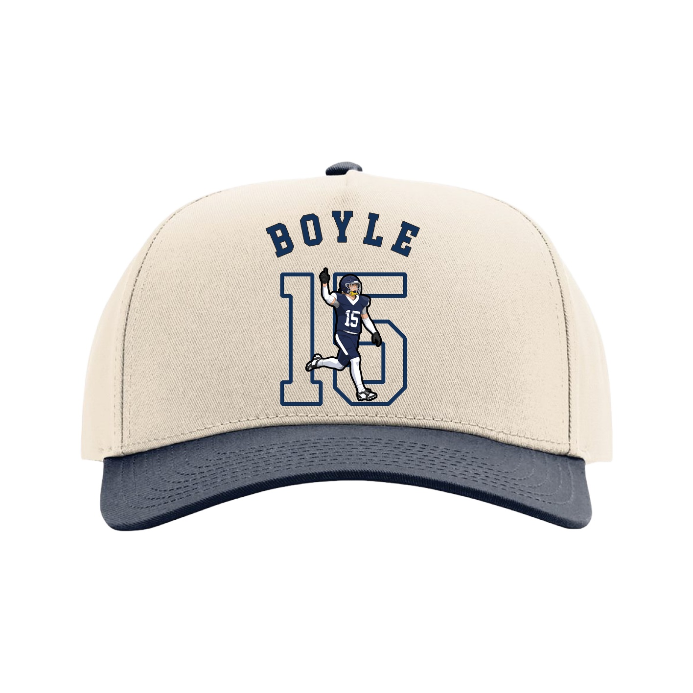 Full Fabric Five-Panel Champ Cap — Shirsey Arch in Cream/Navy