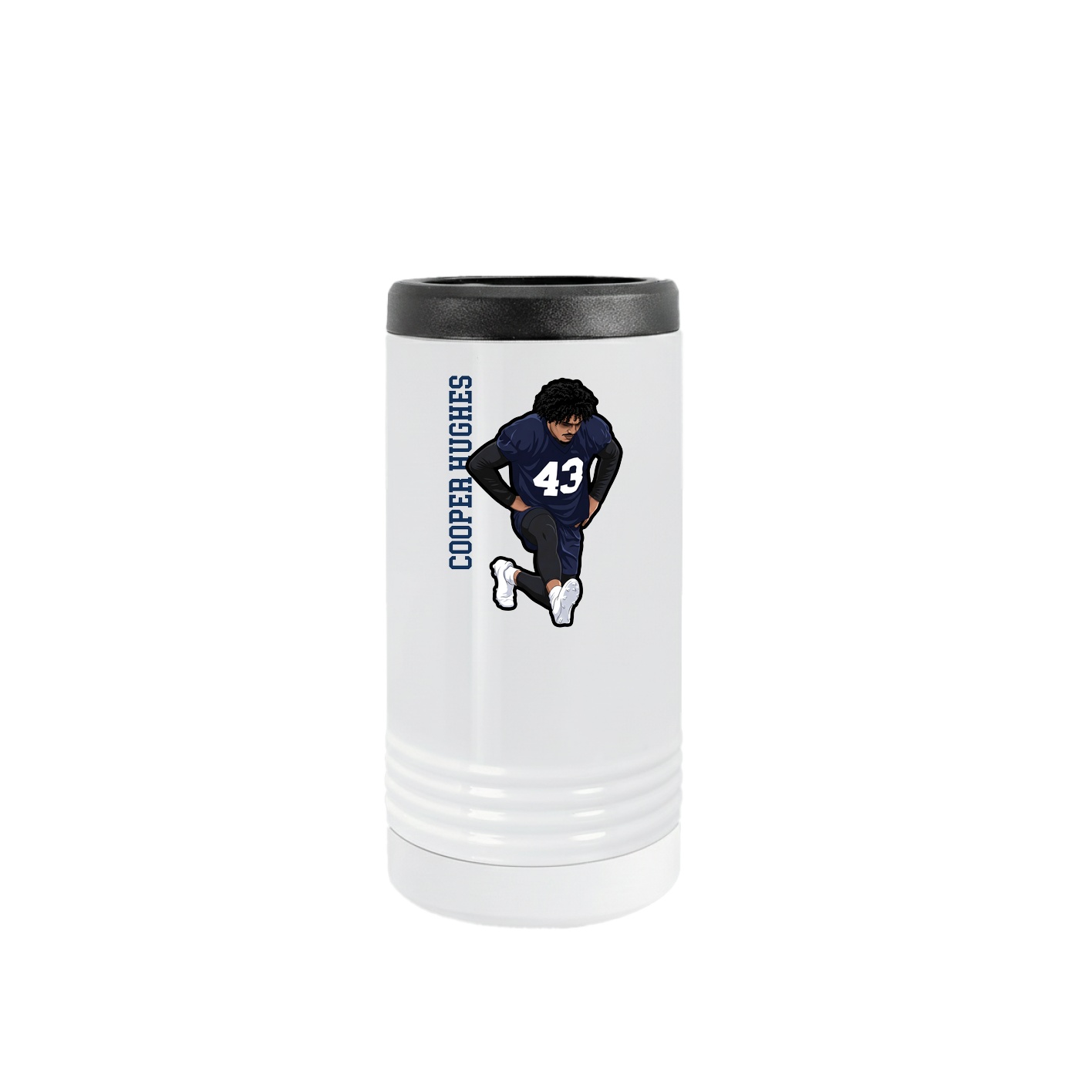 Slim Beverage Holder — Name Vertical in White