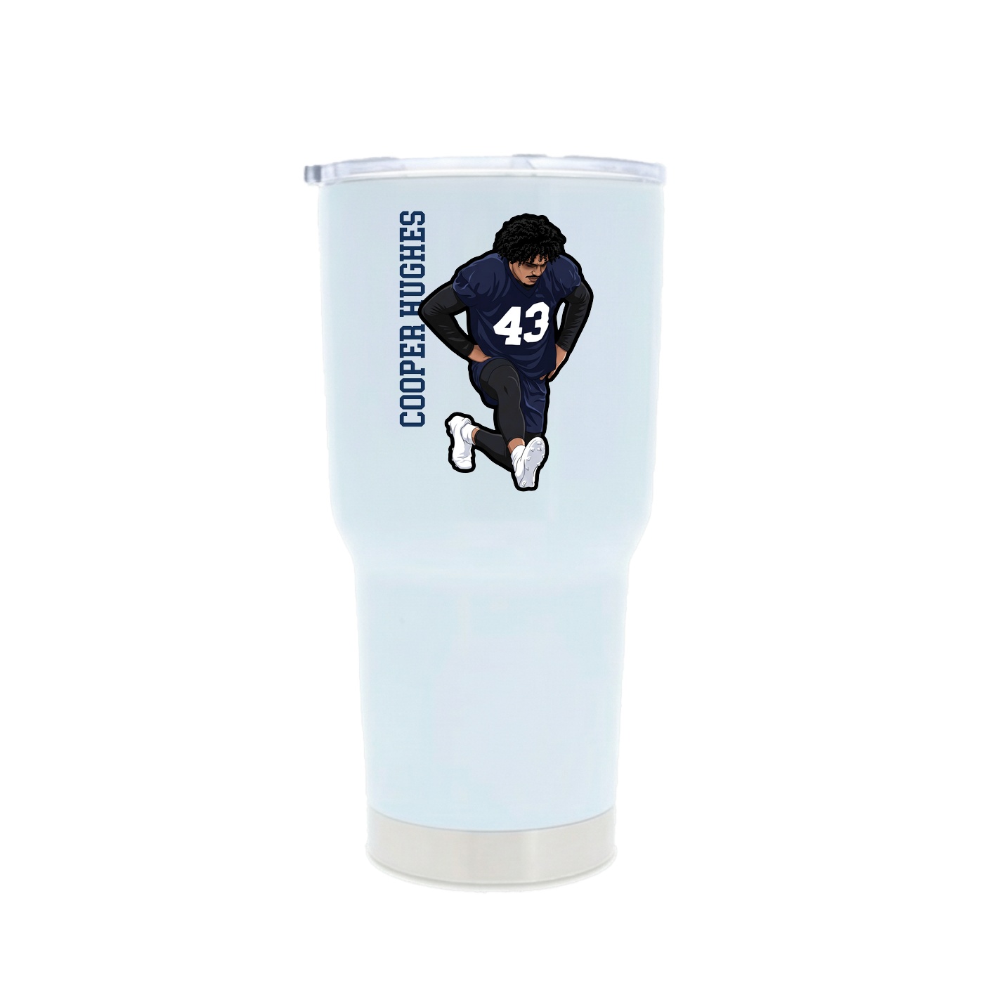 30oz Stainless Steel Tumbler — Name Vertical in White