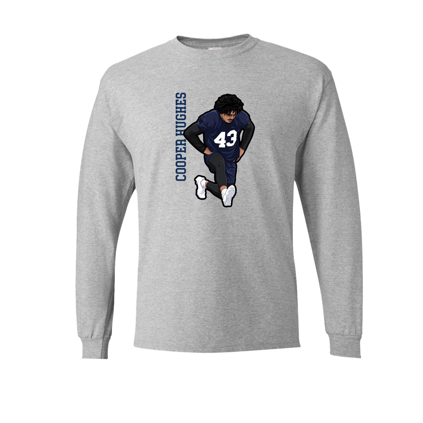 Long Sleeve Tee — Name Vertical in Grey