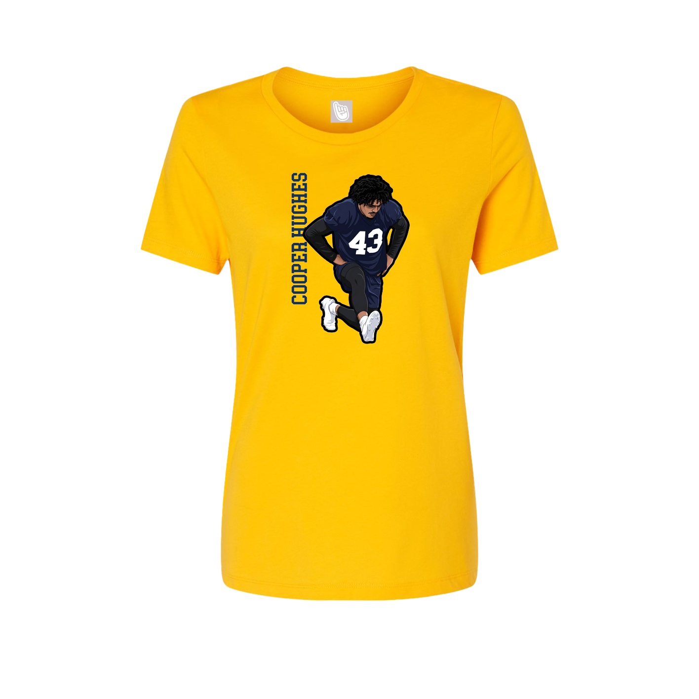 Womens Tee — Name Vertical in Gold