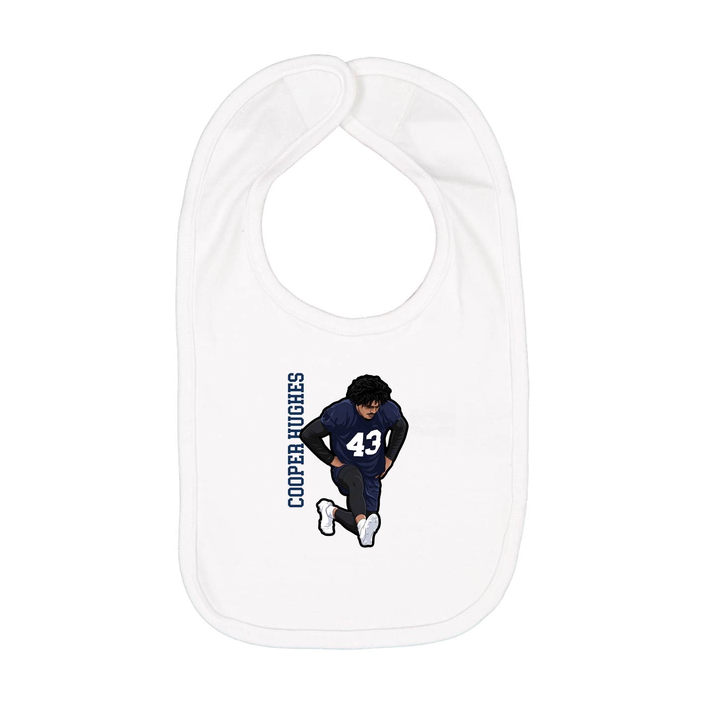 Infant Bib — Name Vertical in White
