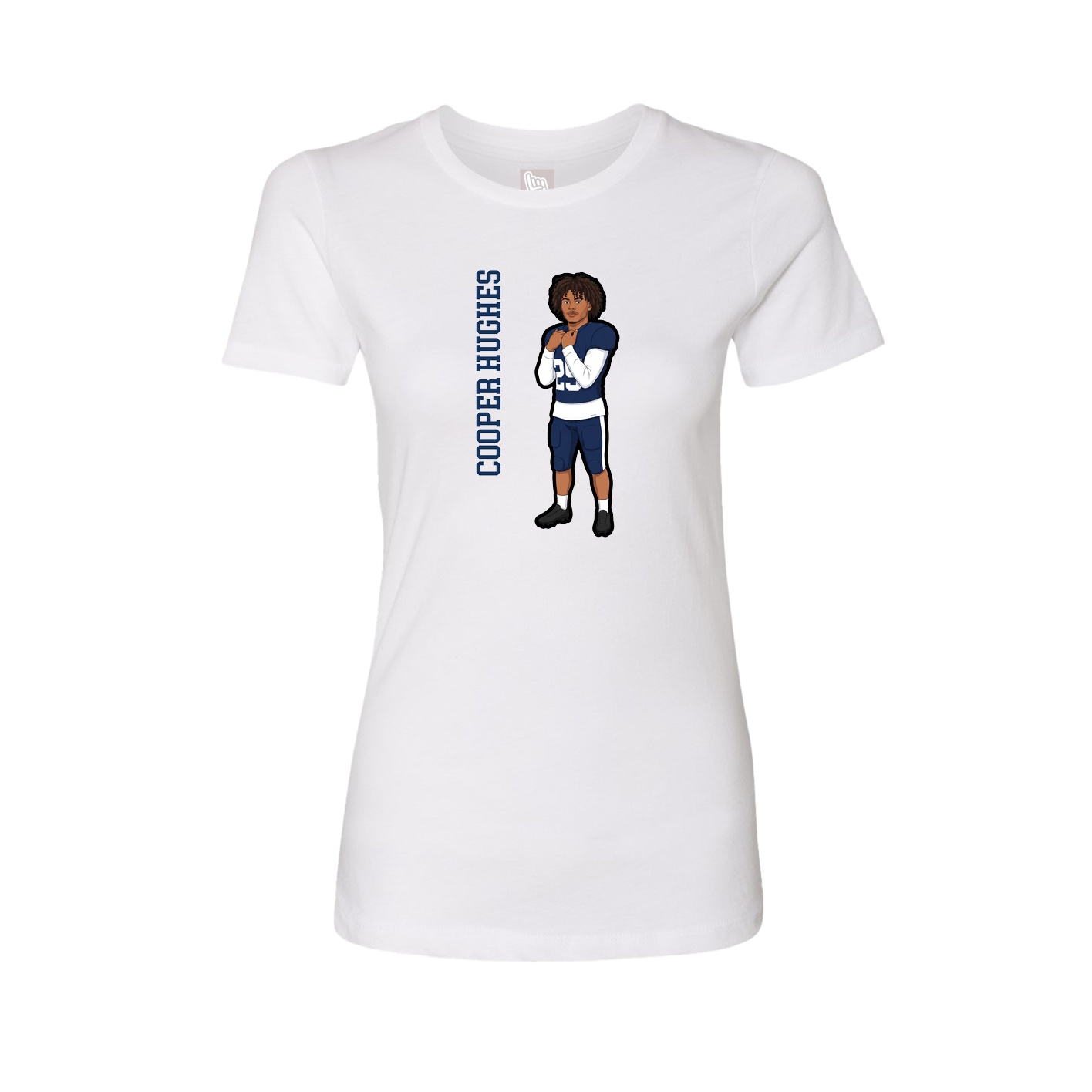 Fitted Women's Tee — Name Vertical in White