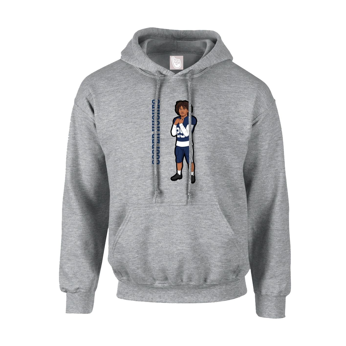 Youth Hoodie — Name Vertical in Grey