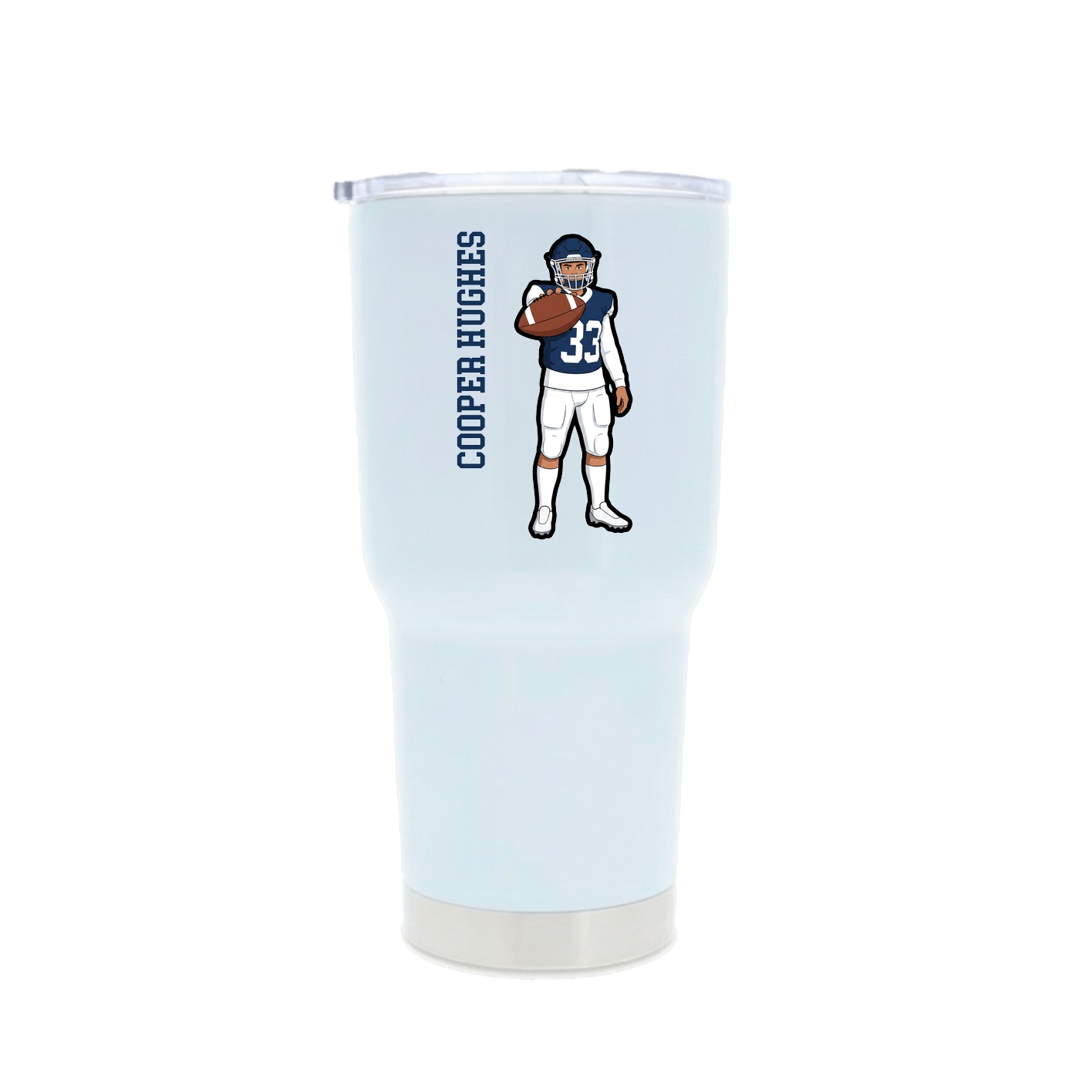 30oz Stainless Steel Tumbler — Name Vertical in White