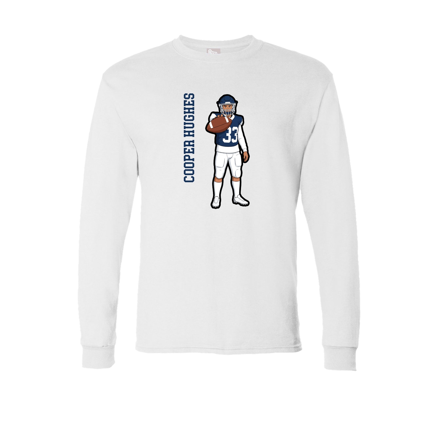 Long Sleeve Tee — Name Vertical in White