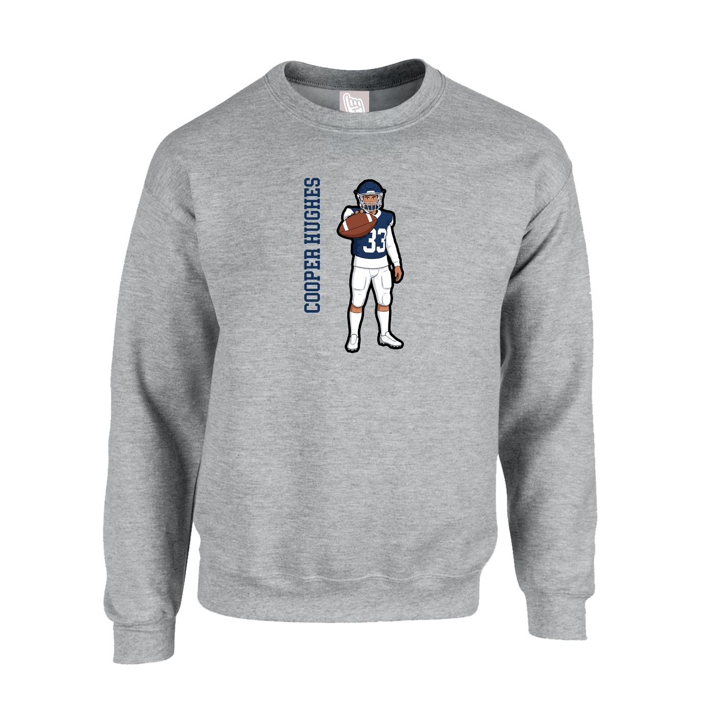 Fleece Crew — Name Vertical in Grey