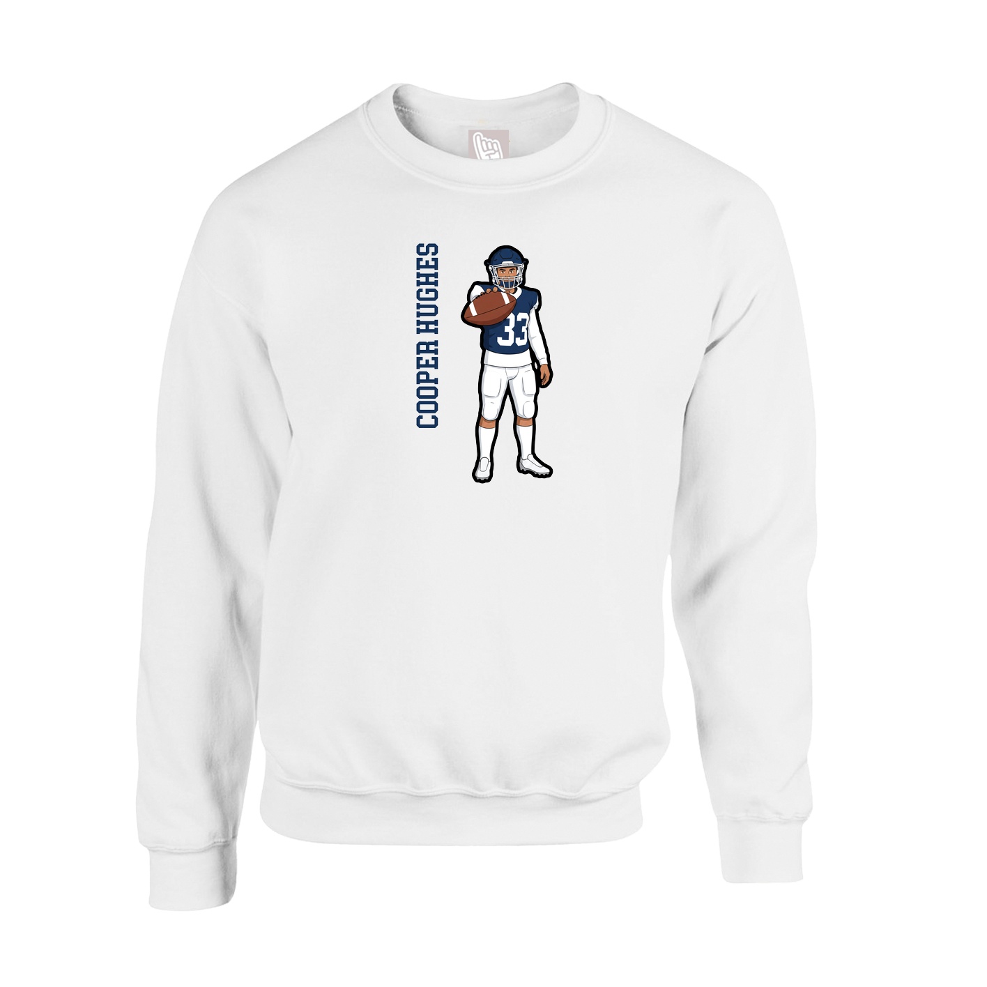 Fleece Crew — Name Vertical in White