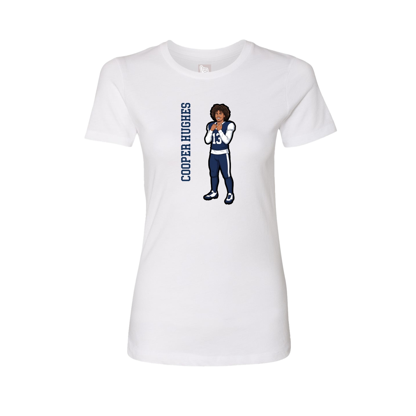 Womens Tee — Name Vertical in White
