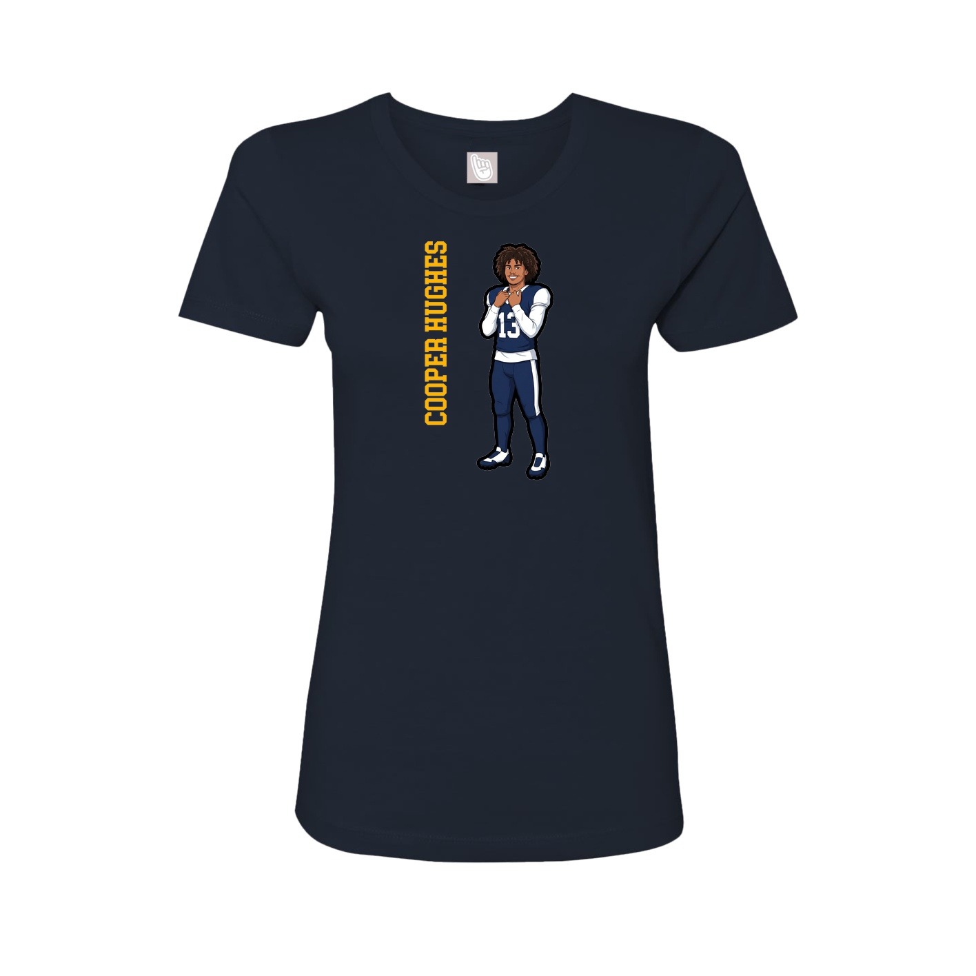 Fitted Women's Tee — Name Vertical in Navy