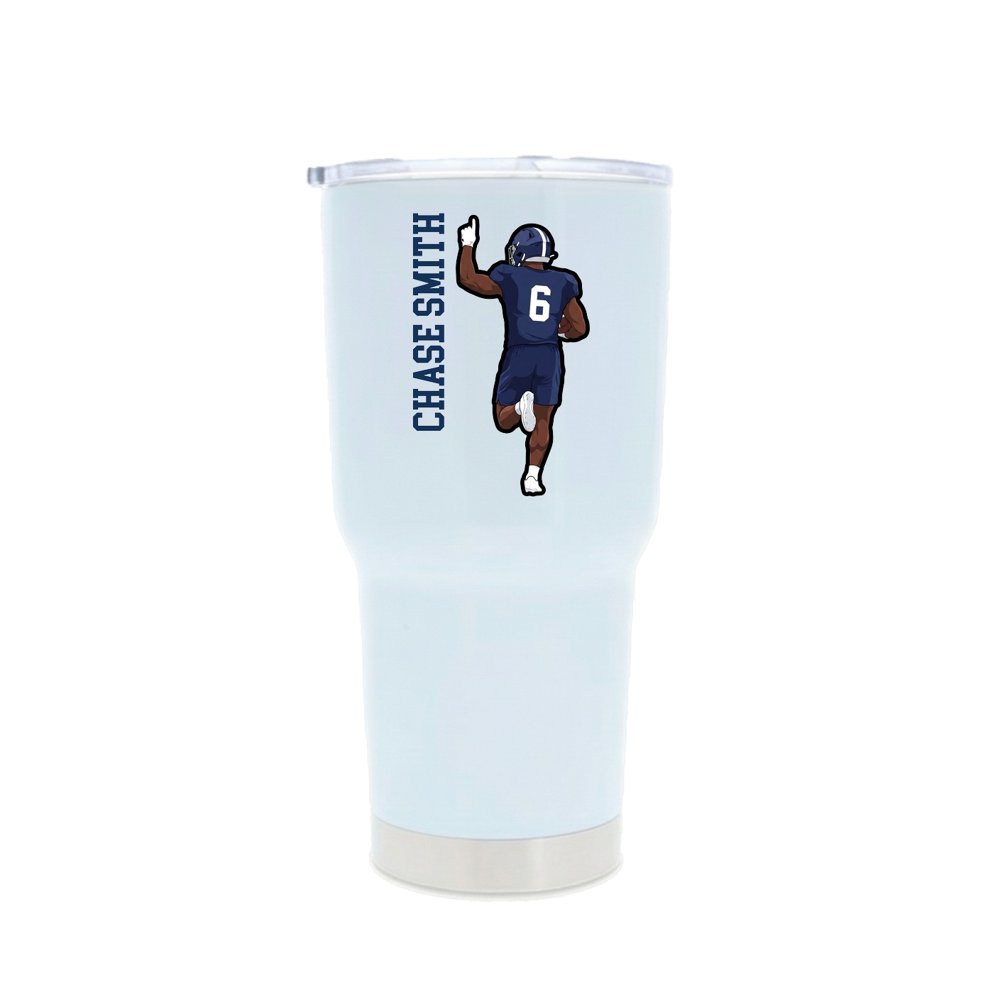 30oz Stainless Steel Tumbler — Name Vertical in White