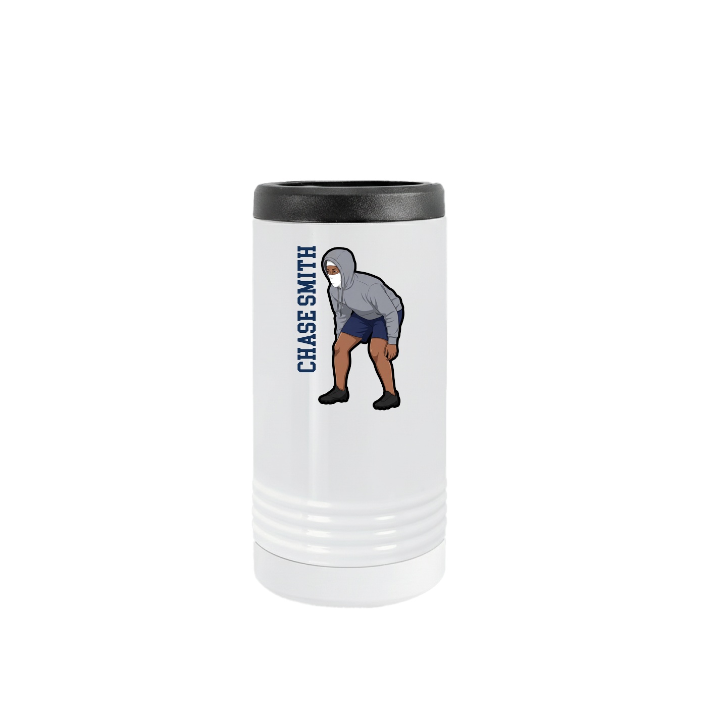 Slim Beverage Holder — Name Vertical in White