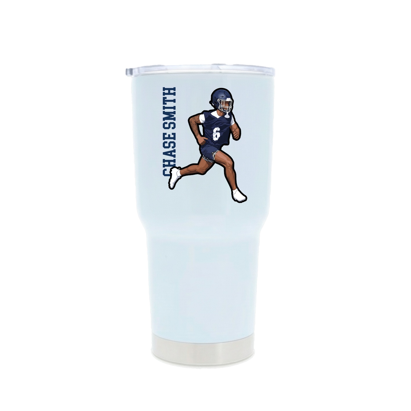 30oz Stainless Steel Tumbler — Name Vertical in White