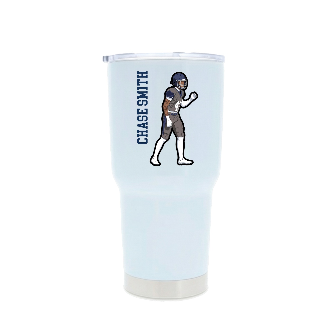 30oz Stainless Steel Tumbler — Name Vertical in White