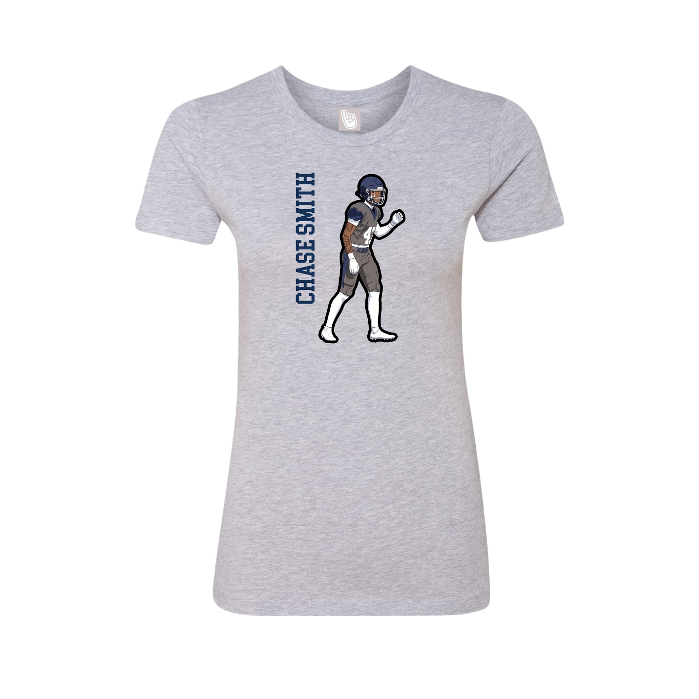 Womens Tee — Name Vertical in Grey