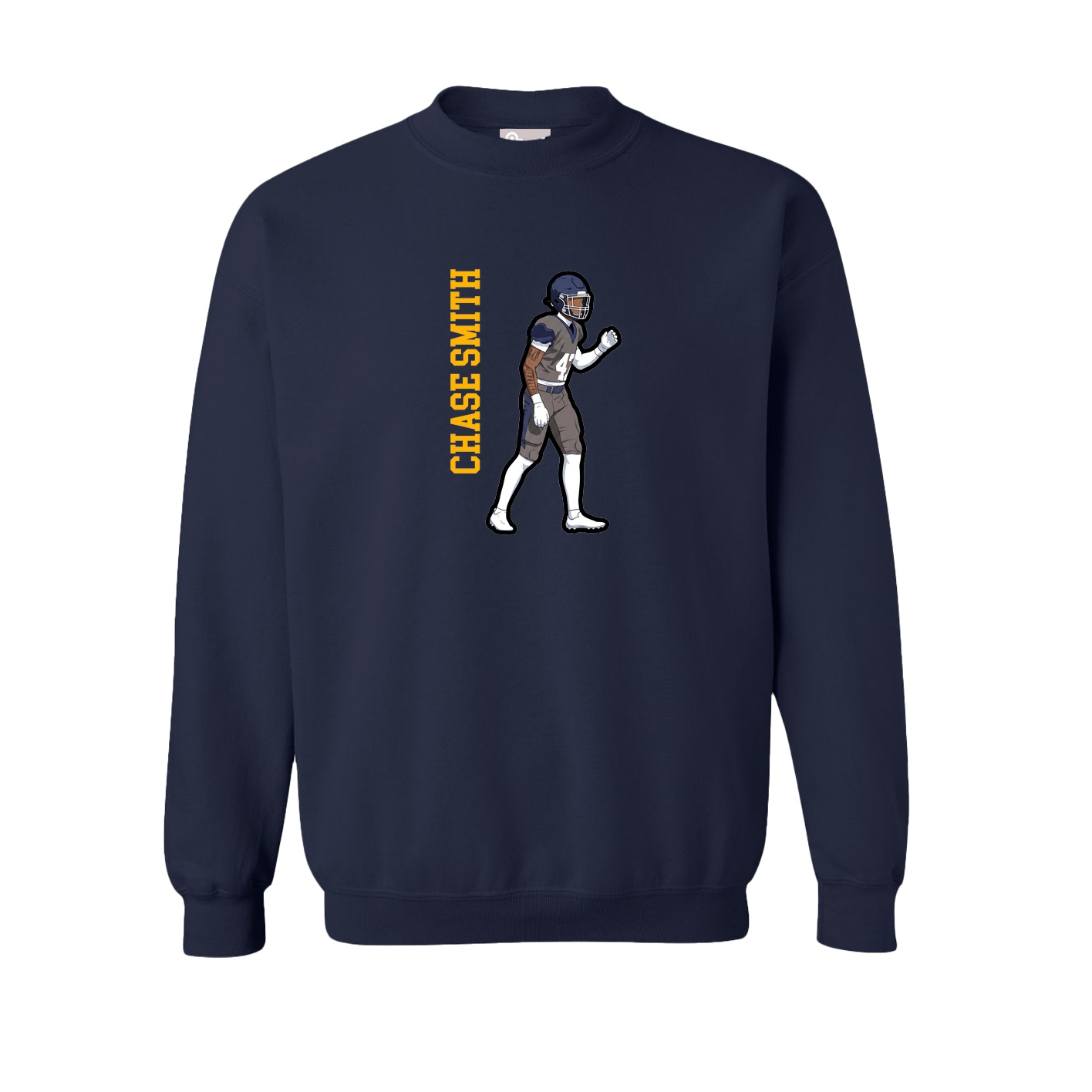 Fleece Crew — Name Vertical in Navy