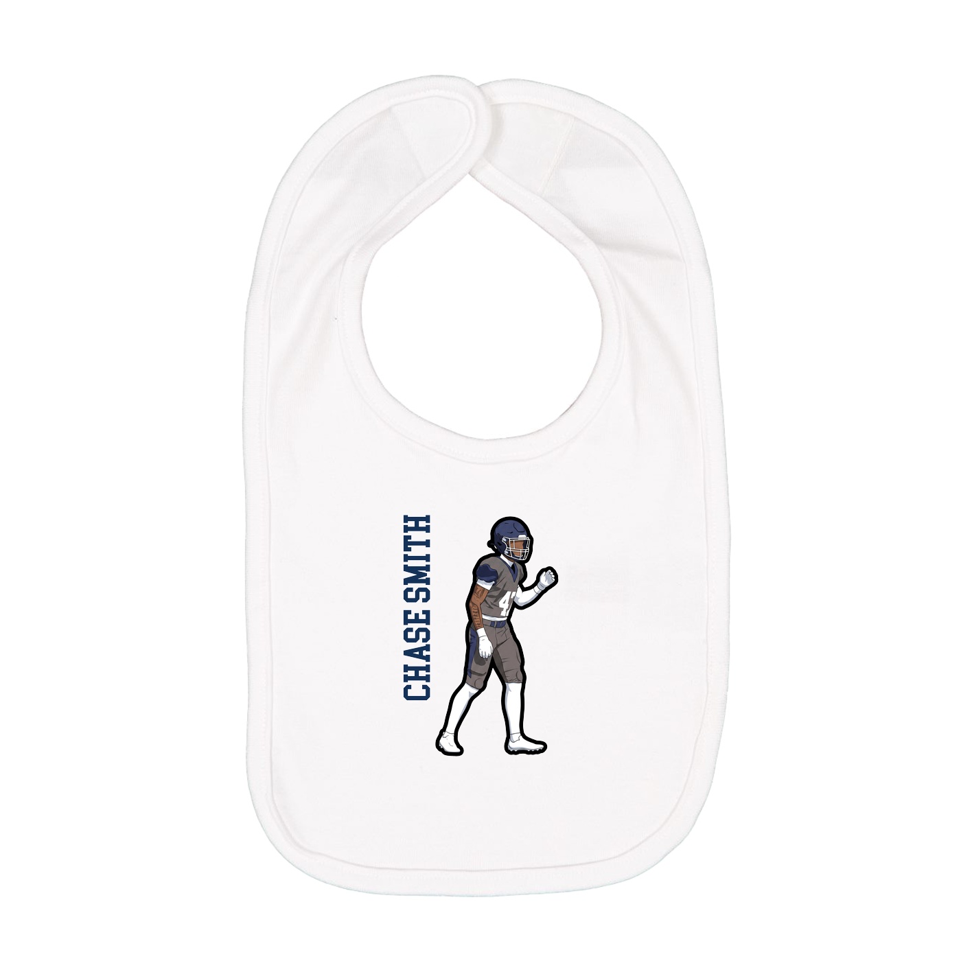 Infant Bib — Name Vertical in White
