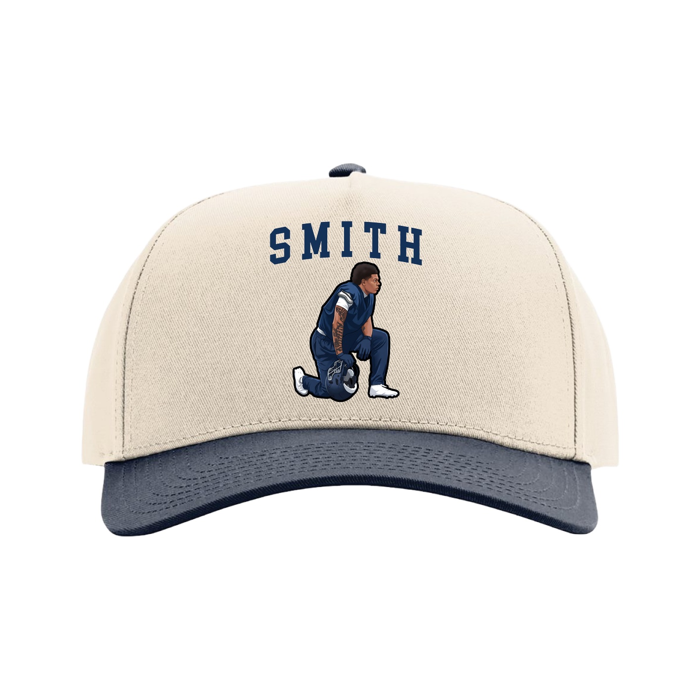 Full Fabric Five-Panel Champ Cap — Shirsey in Cream/Navy