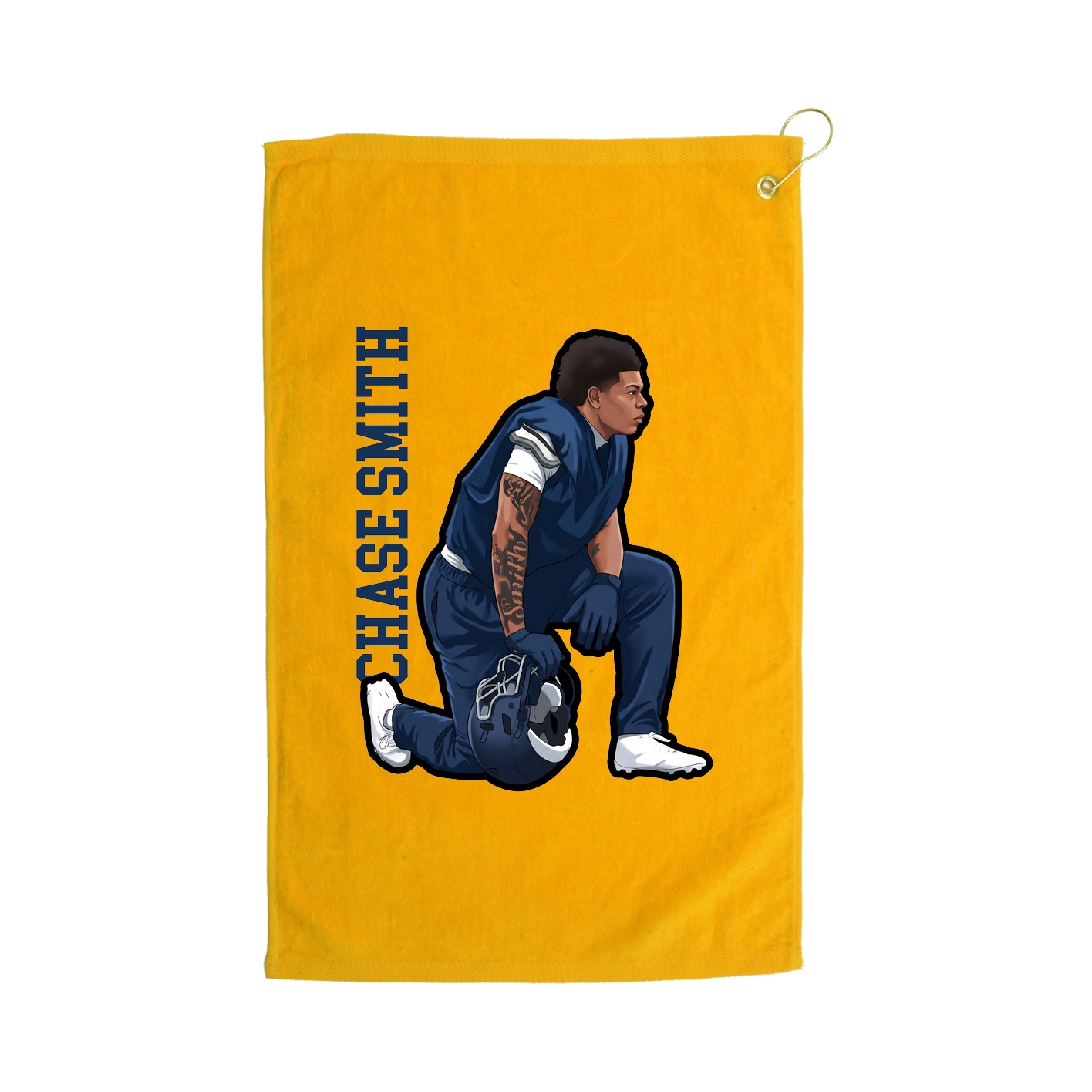 Golf Towel — Name Vertical in Gold