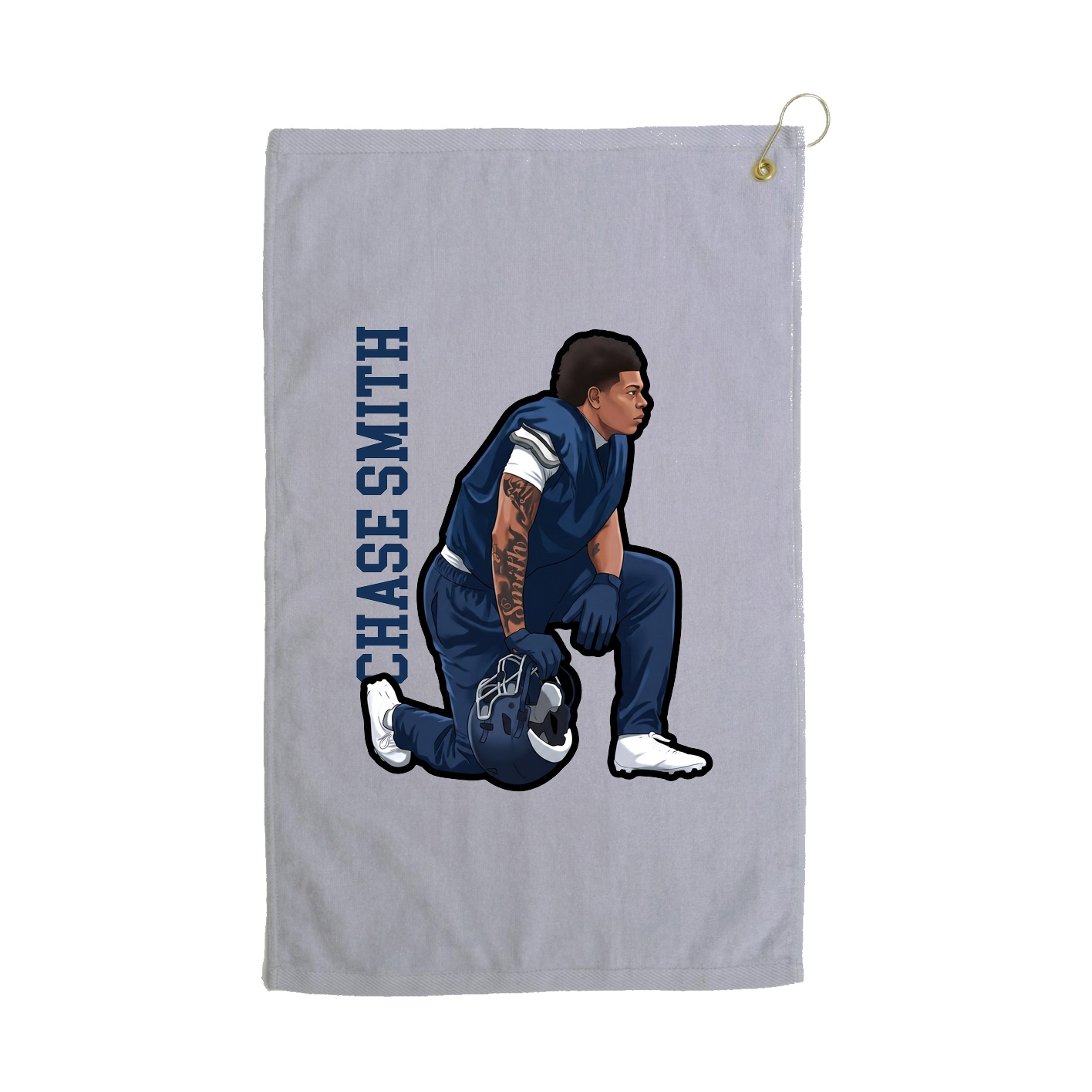 Golf Towel — Name Vertical in Grey