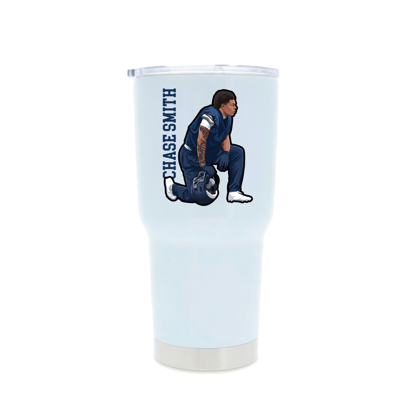 30oz Stainless Steel Tumbler — Name Vertical in White
