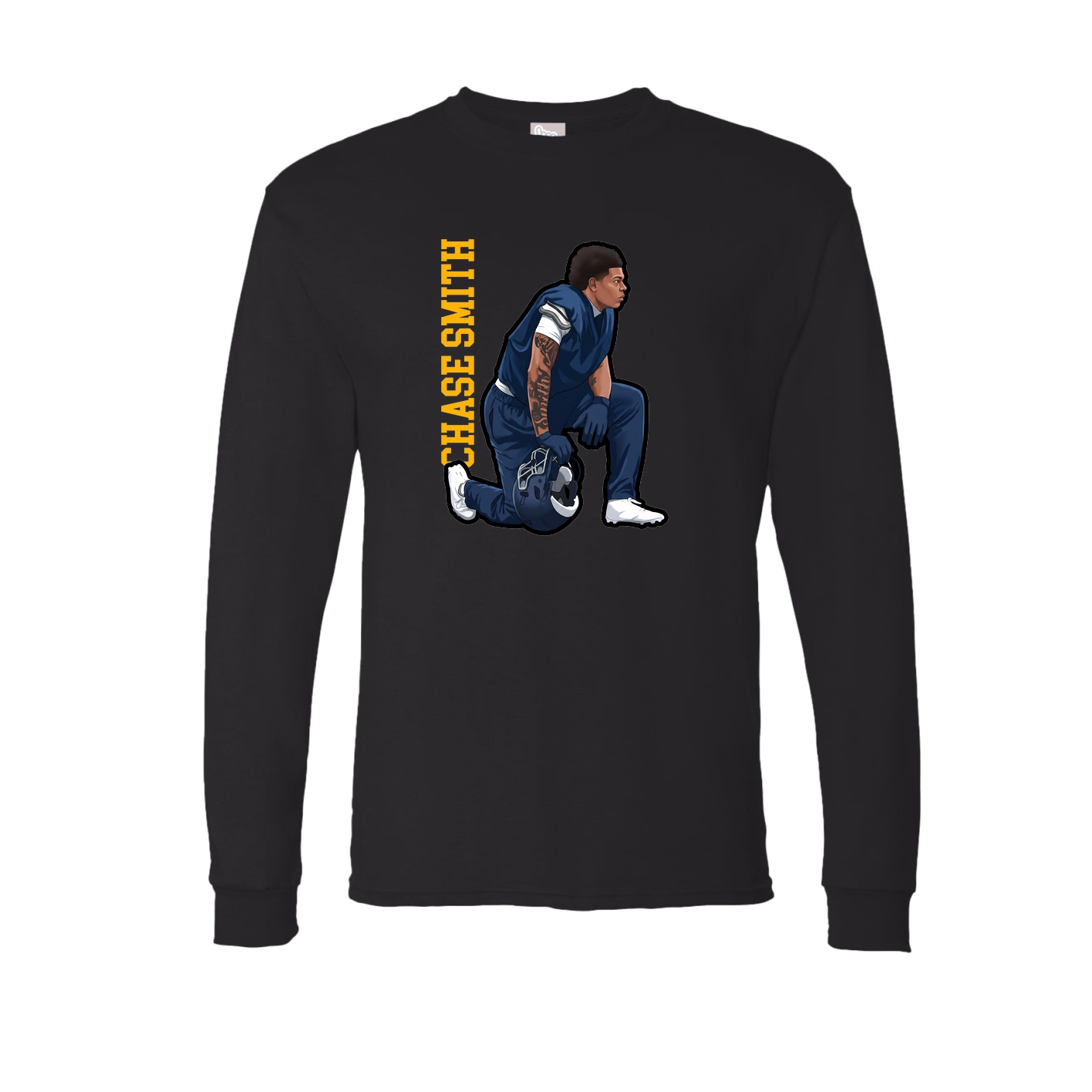Long Sleeve Tee — Name Vertical in Black