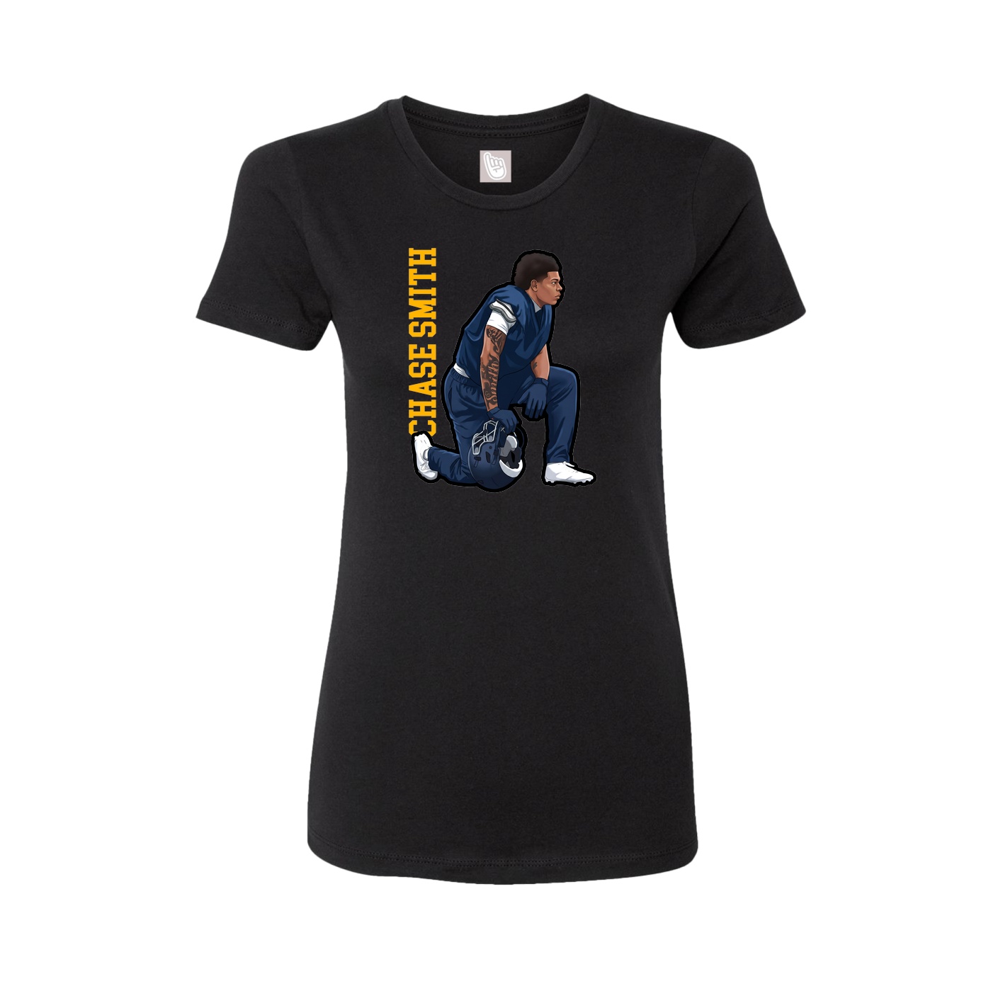 Fitted Women's Tee — Name Vertical in Black