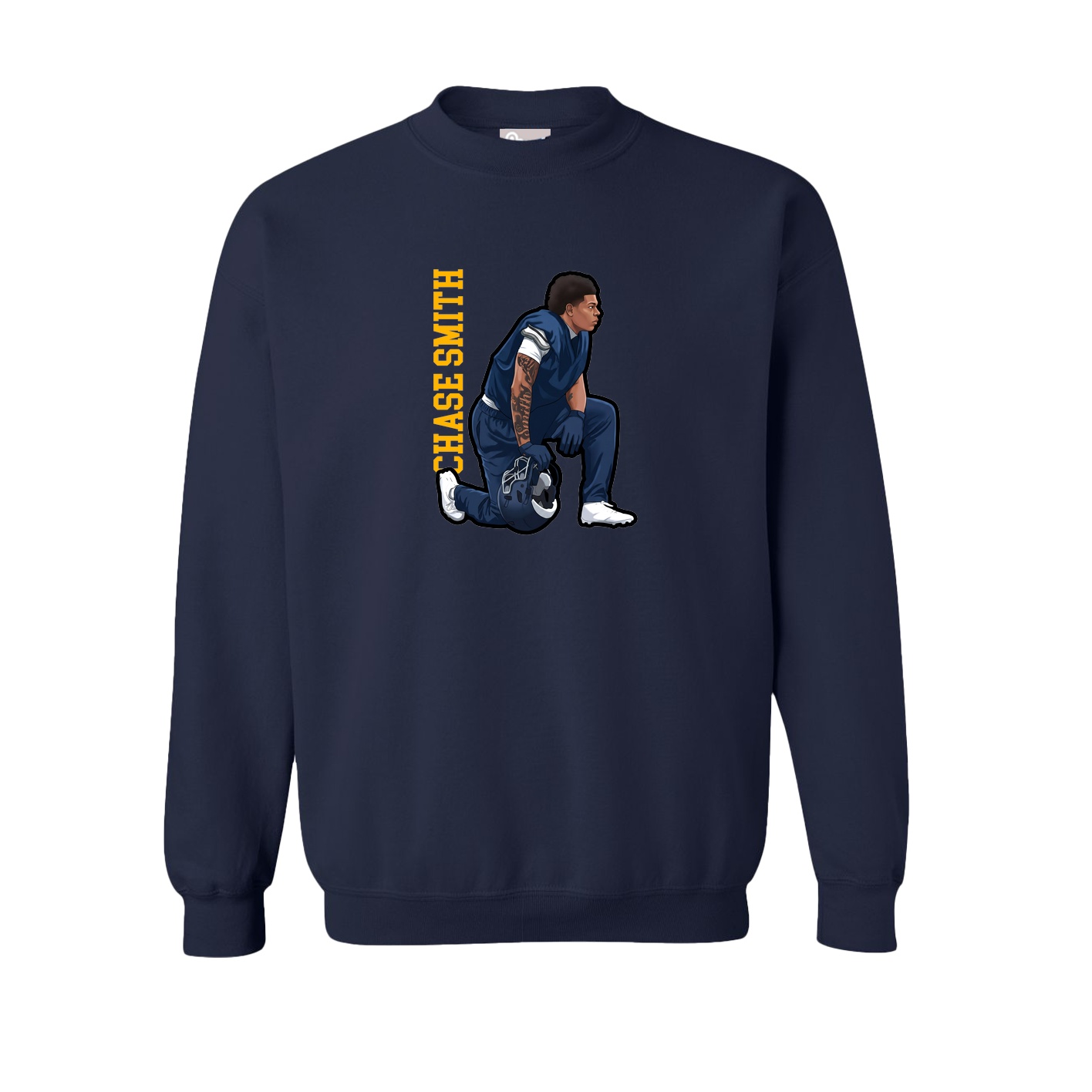 Fleece Crew — Name Vertical in Navy