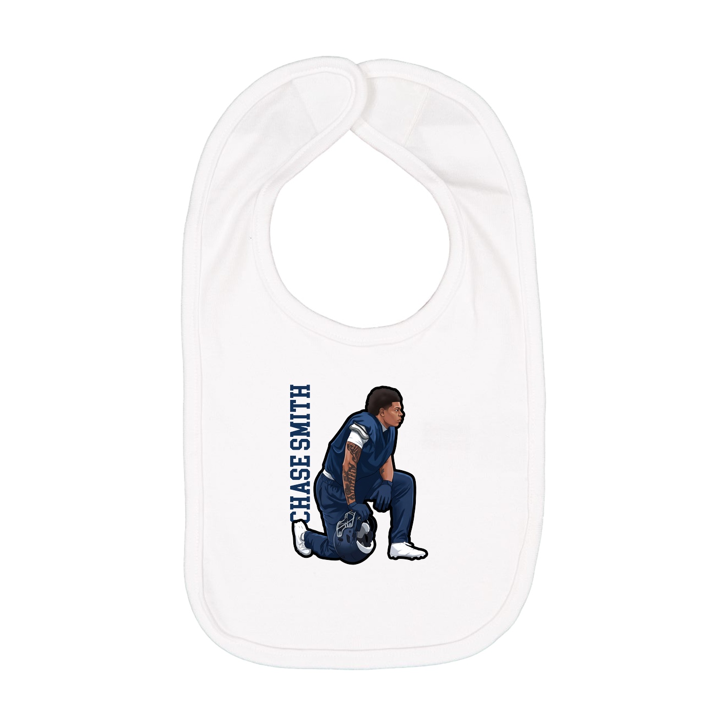 Infant Bib — Name Vertical in White