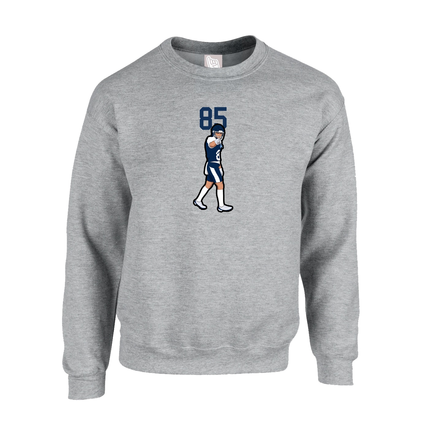 Fleece Crew — Number Top in Grey
