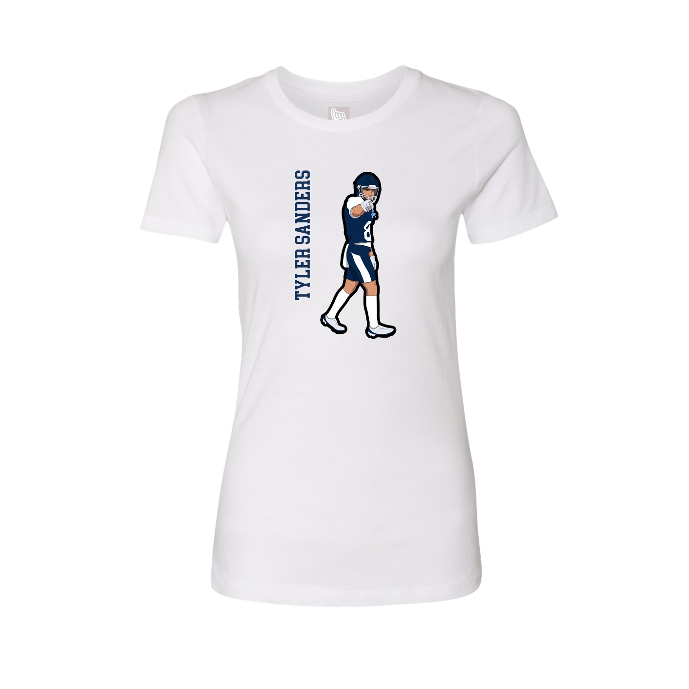 Fitted Women's Tee — Name Vertical in White