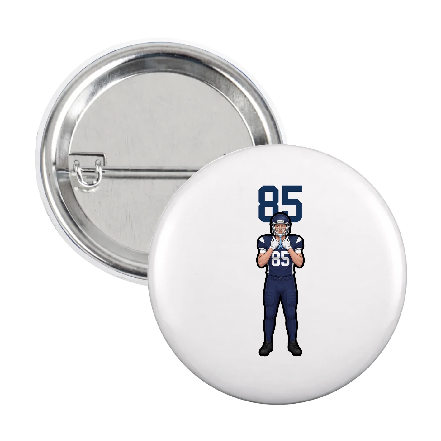 Game Day Button — Number Top in White