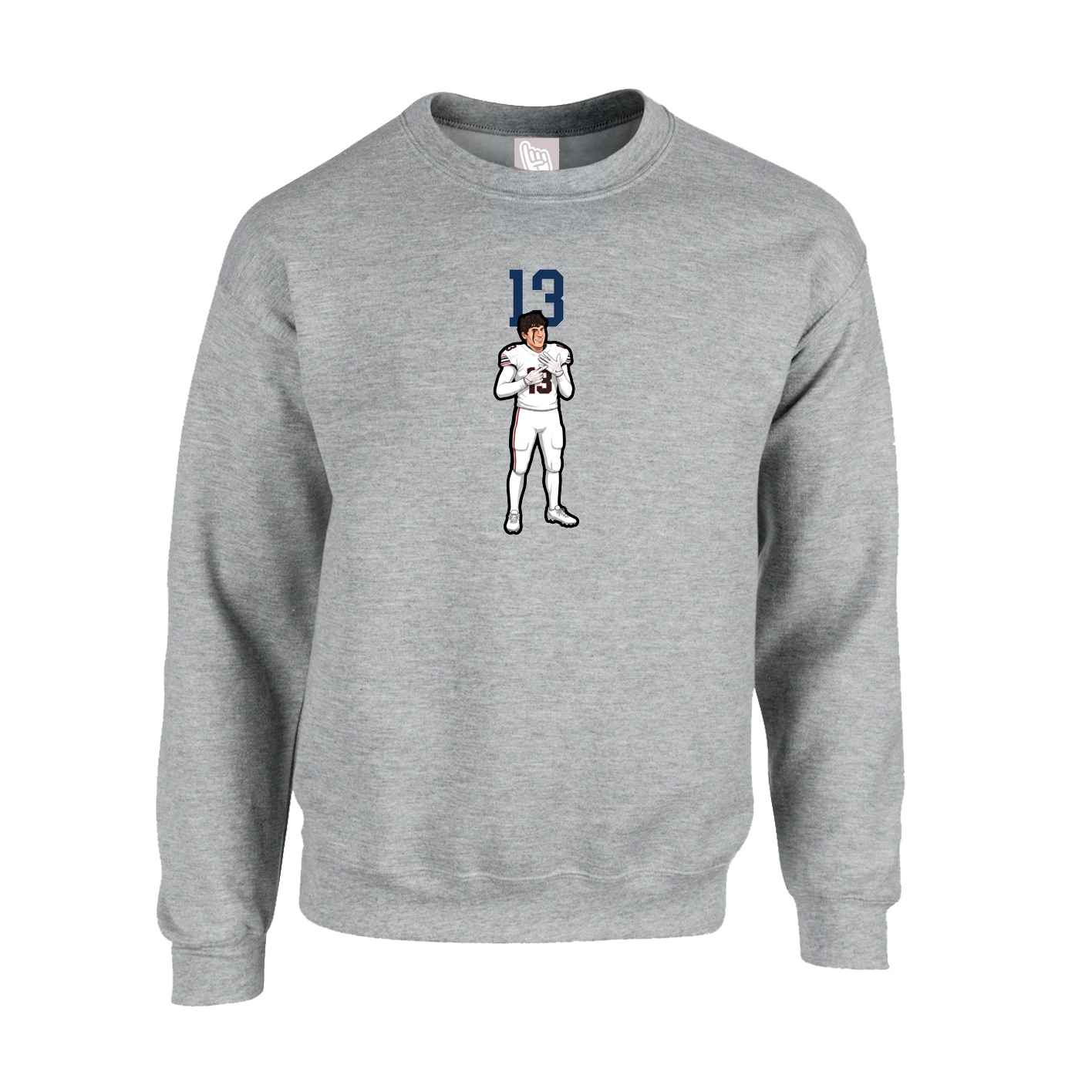 Fleece Crew — Number Top in Grey