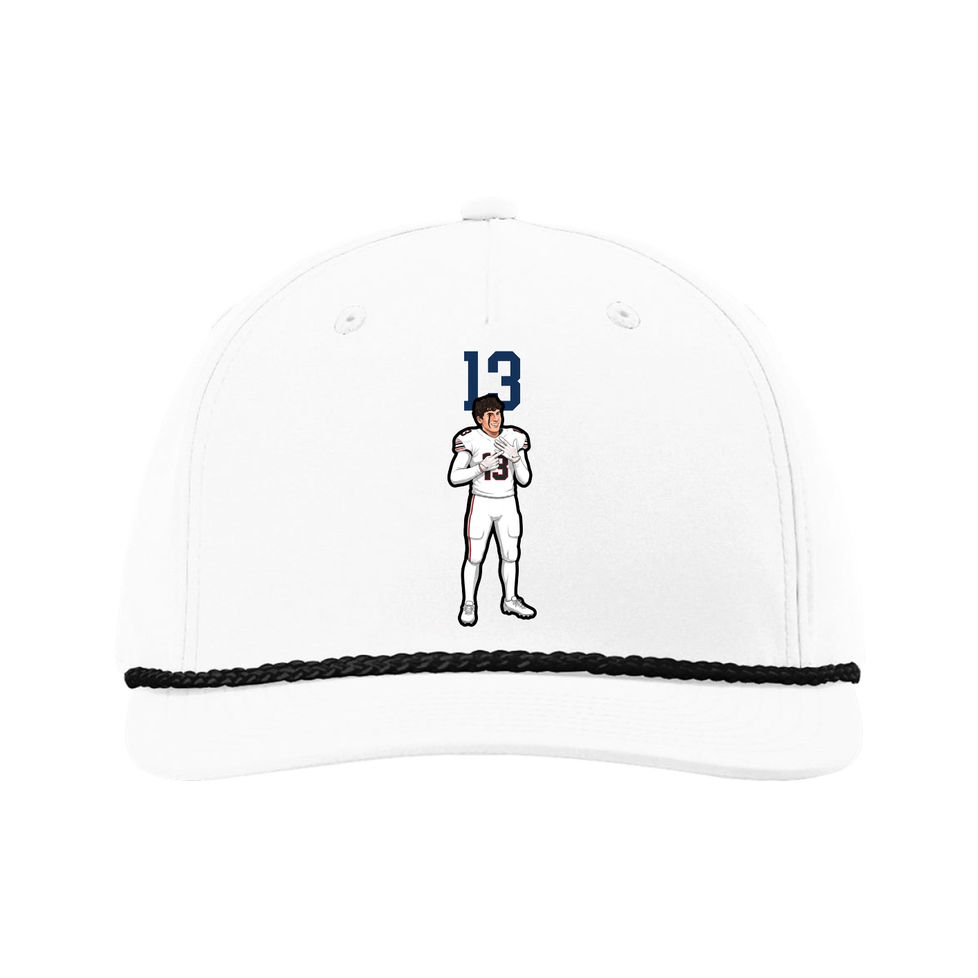 Five-Panel Classic Rope Cap — Number Top in White