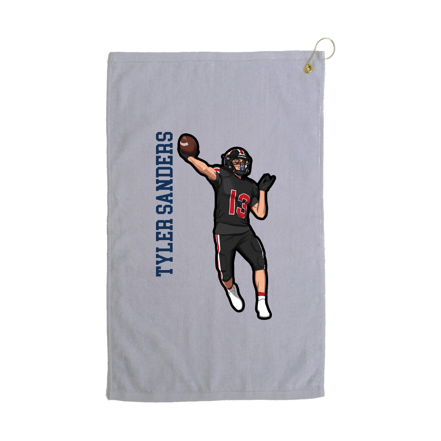 Golf Towel — Name Vertical in Grey