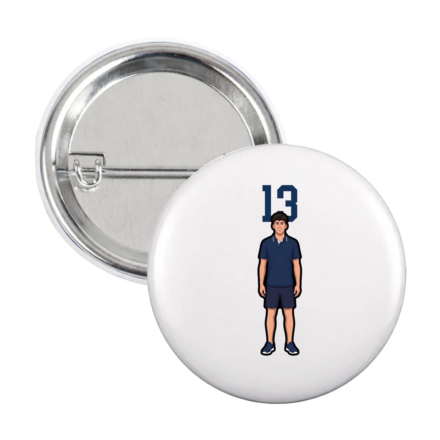 Game Day Button — Number Top in White