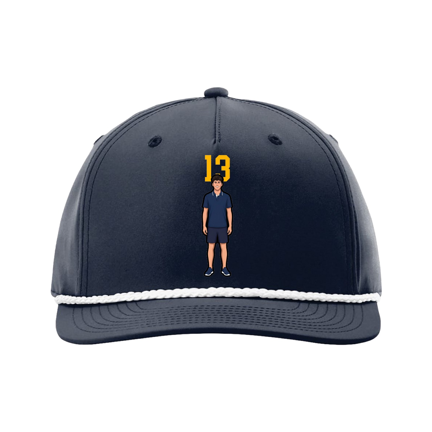Five-Panel Classic Rope Cap — Number Top in Navy