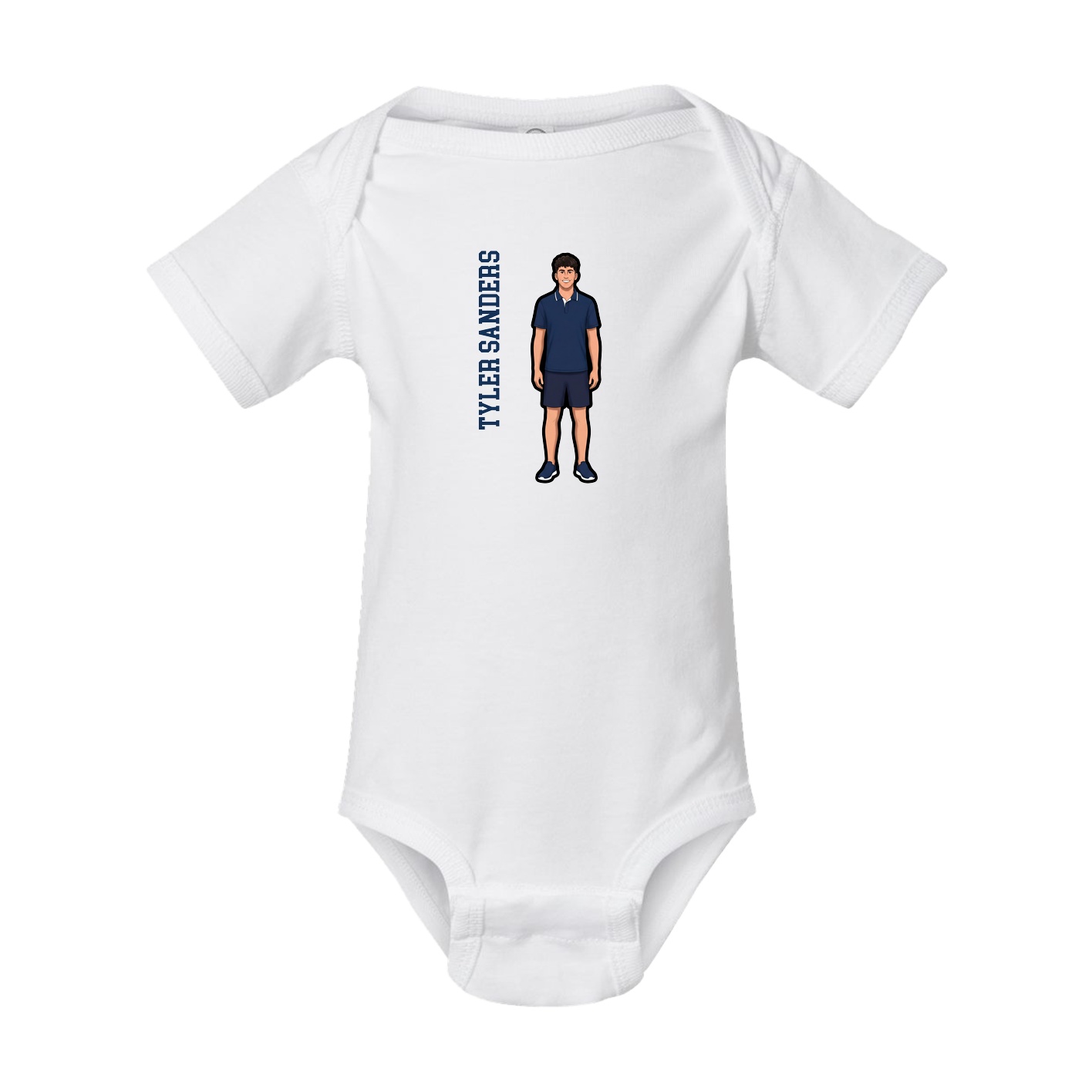 Baby Onesie — Name Vertical in White