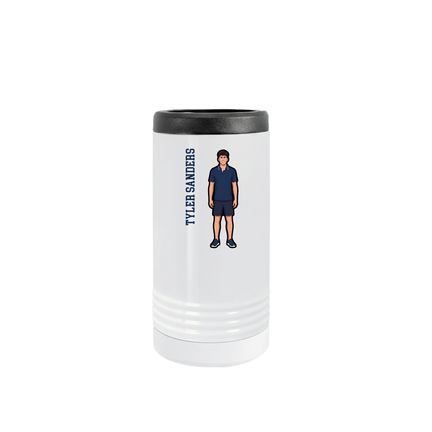 Slim Beverage Holder — Name Vertical in White