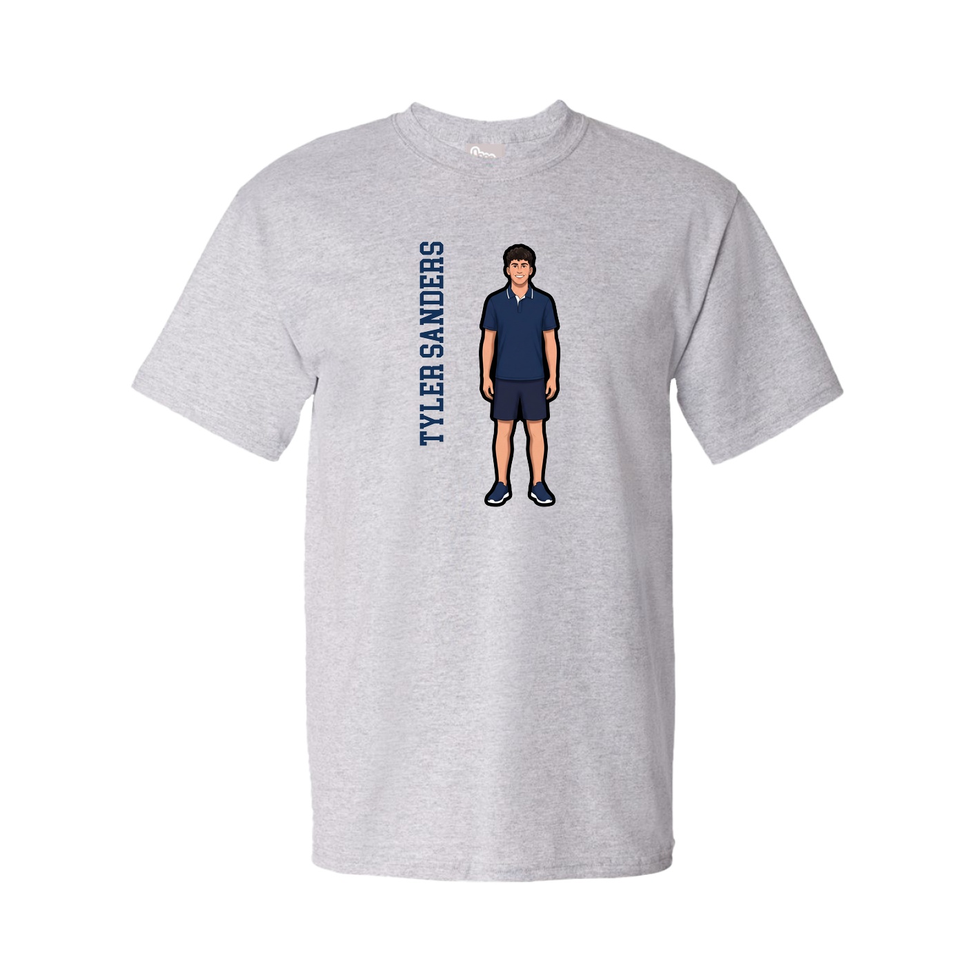 Tee — Name Vertical in Grey