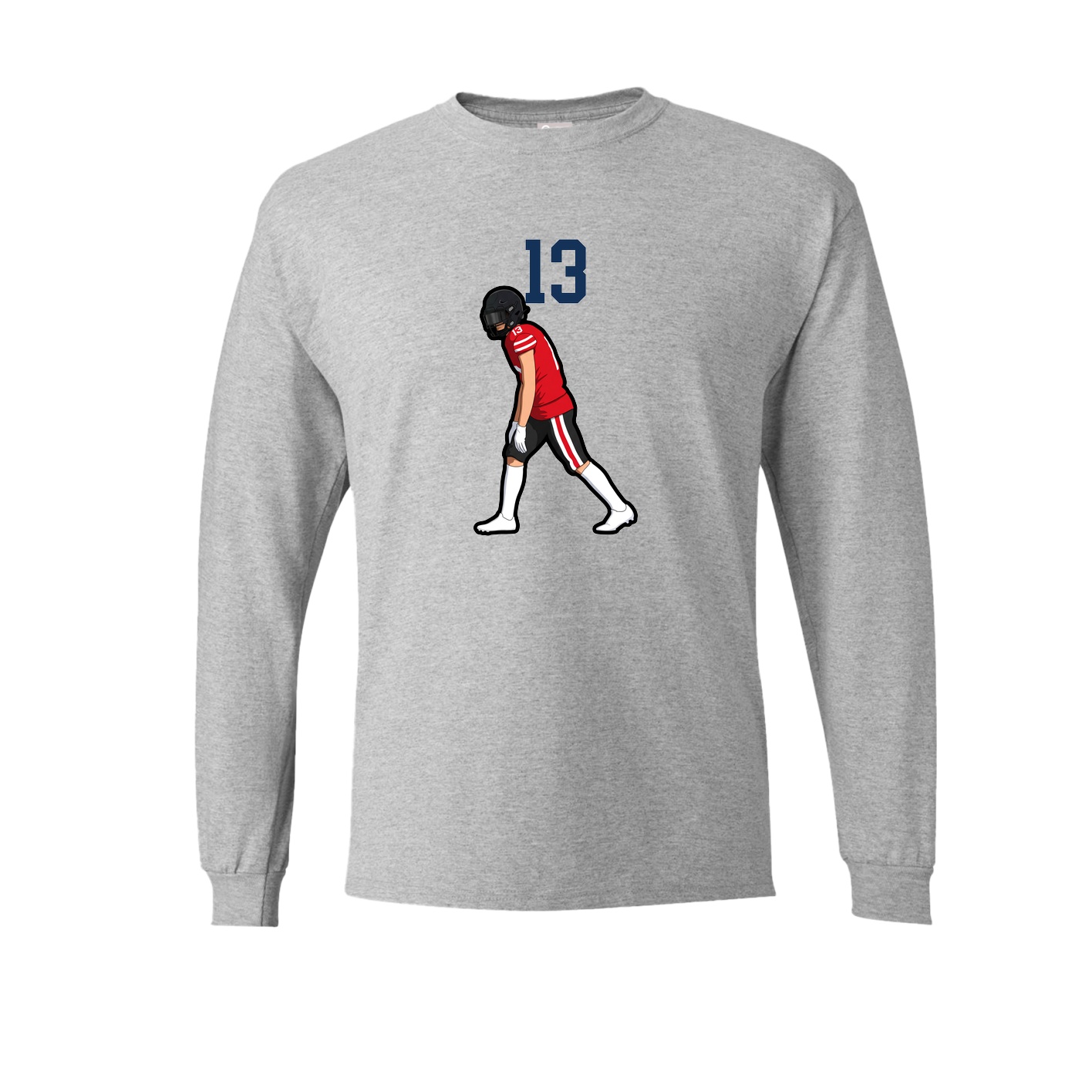Long Sleeve Tee — Number Top in Grey