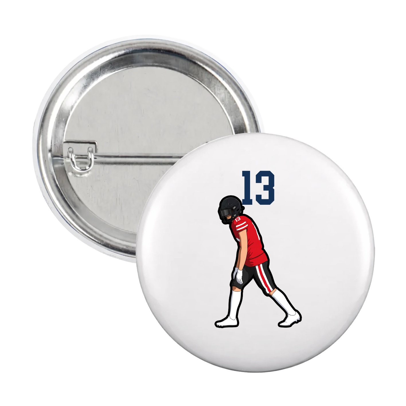 Game Day Button — Number Top in White