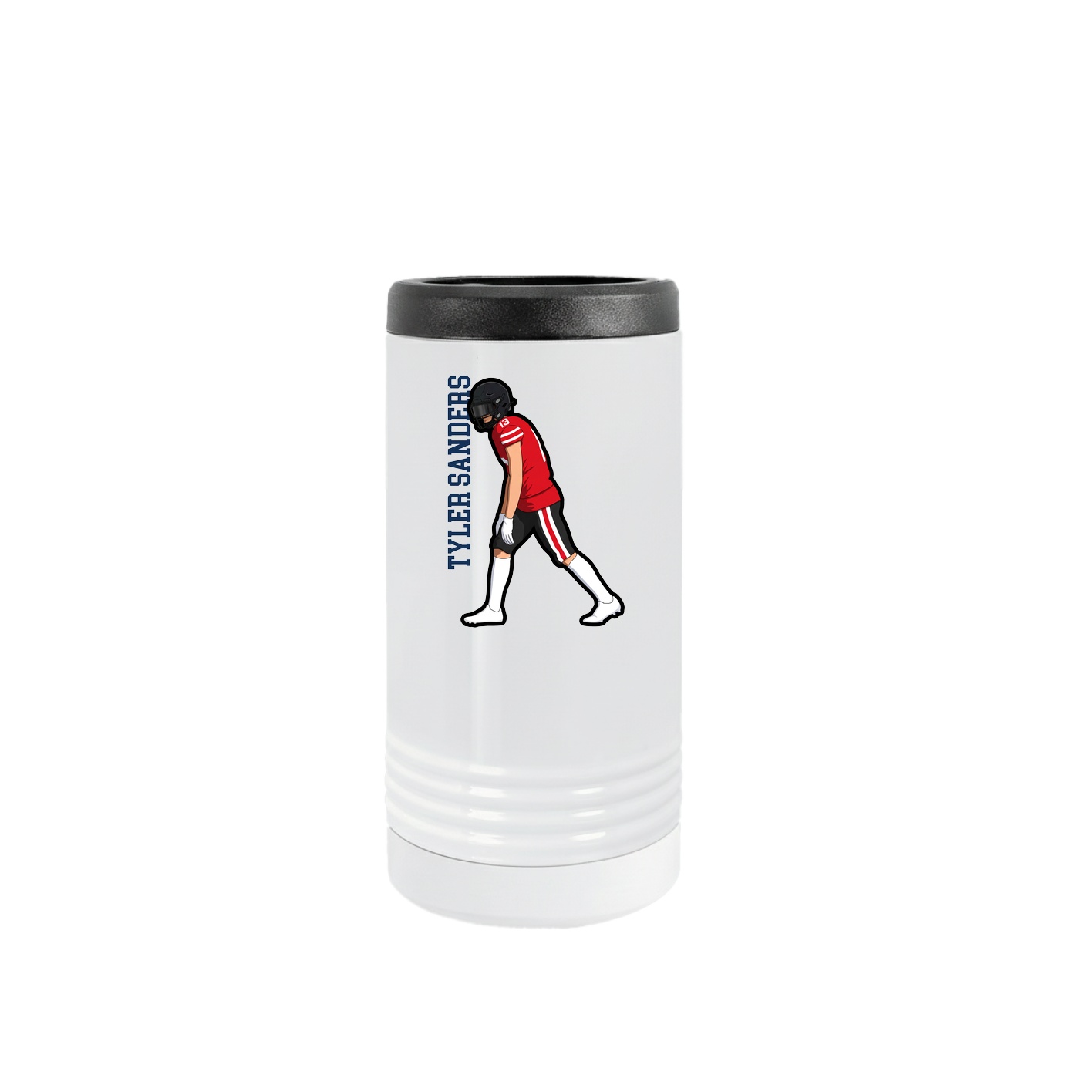 Slim Beverage Holder — Name Vertical in White