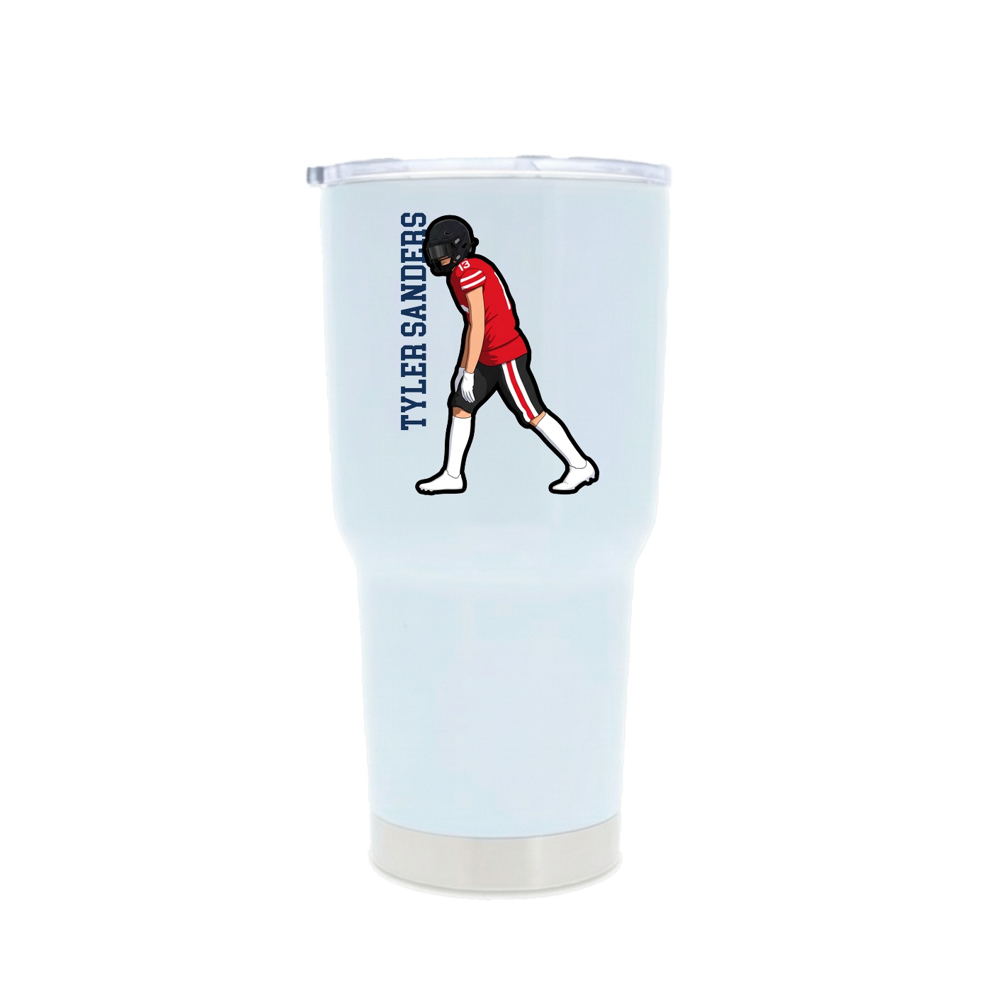 30oz Stainless Steel Tumbler — Name Vertical in White